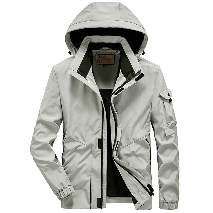 Herren Leichter Wasserabweisender Windbreaker mit Kapuze und Mehrfachtaschen – Taviero