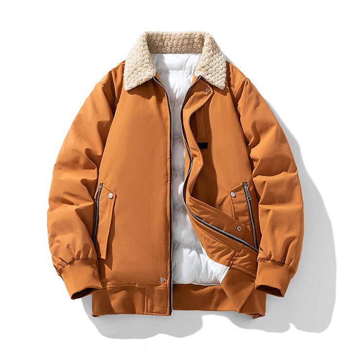 Men's premium sherpa-collar insulated aviator bomber with storm flap and zippered angled pockets – Brevano