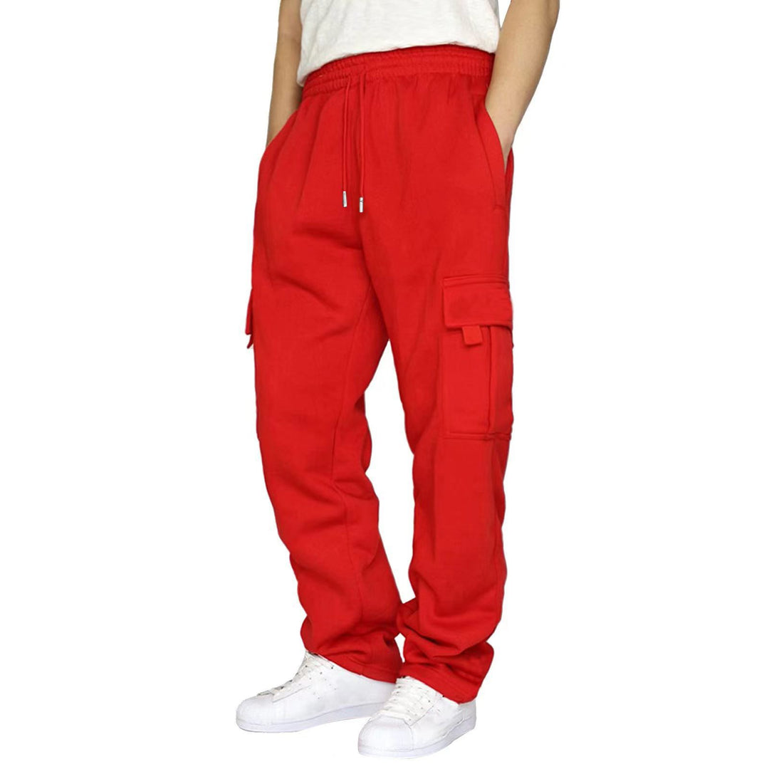 Herren heavy-duty Utility-Freizeithose mit Kordelzug, aufgesetzten Cargotaschen und relaxed Fit – Bravaro
