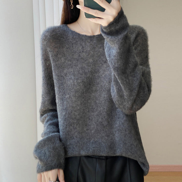 Damen Ultraleichter Mohair‑Look Oversize-Pullover mit U-Boot-Ausschnitt und überschnittener Schulter Echoarchiv