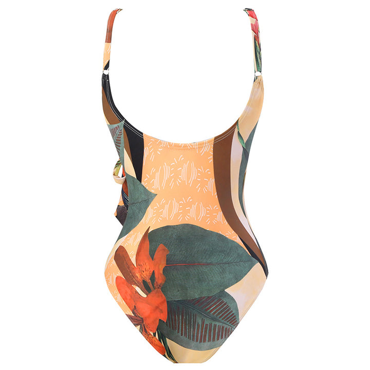 Damen Einteiler Badeanzug mit floralem Wickelrock Echo Archiv