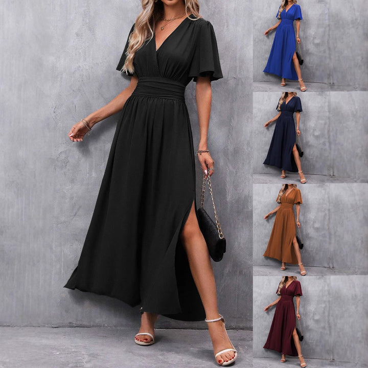 Damen Maxikleid mit Fließendem Schnitt und Eleganten Ärmeln Echoarchiv