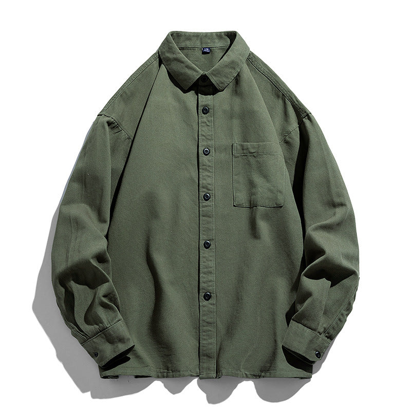 Herren Lockeres Overshirt-Hemd aus Baumwollmix mit Brusttasche und überschnittener Schulter Echoarchiv