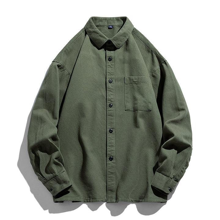 Herren Lockeres Overshirt-Hemd aus Baumwollmix mit Brusttasche und überschnittener Schulter Echoarchiv