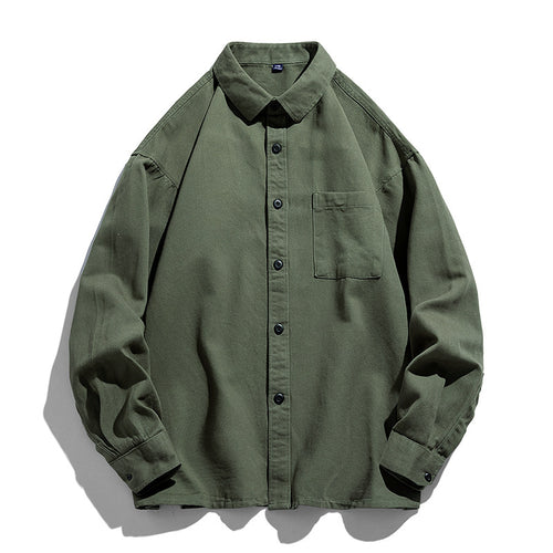 Herren Lockeres Overshirt-Hemd aus Baumwollmix mit Brusttasche und überschnittener Schulter Echoarchiv