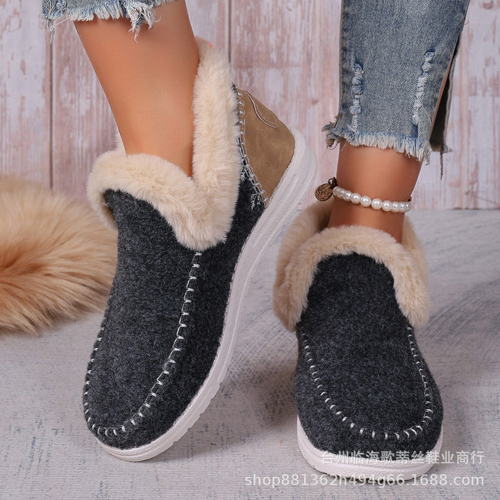 Damen Gefütterte Kurzstiefel-Hausschuhe mit Faux-Fellkragen und rutschfester Gummisohle – Lioré