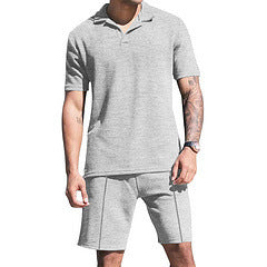 Herren Freizeit Polo-Shorts-Set aus atmungsaktivem Stoff mit Struktur Echoarchiv