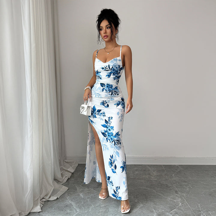 Damen Maxi-Kleid mit seitlichem Schlitz und blumigem Design Echo Archiv