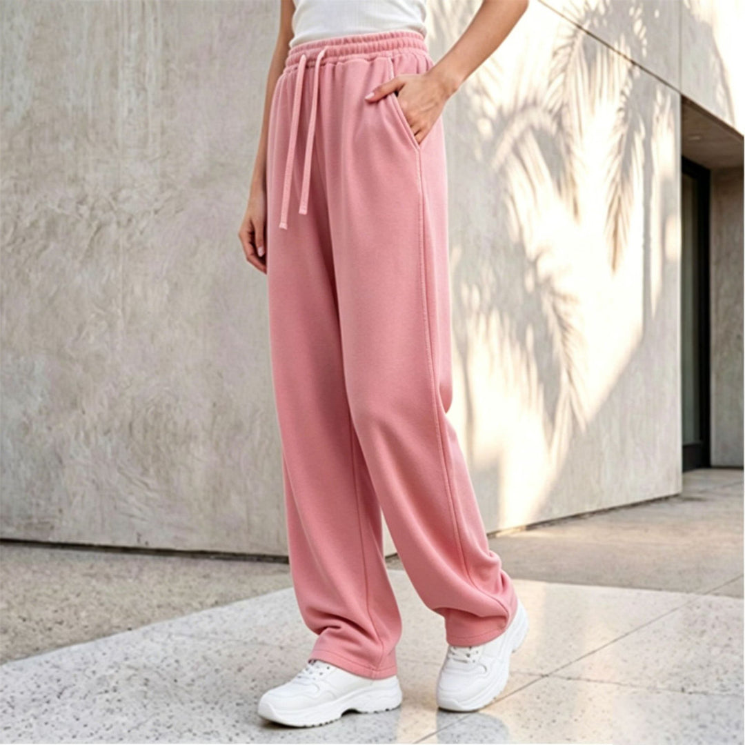 Damen nan weite Loungepalazzo-Hose mit hohem Komfortbund, Kordelzug, seitlichen Eingrifftaschen und dekorativer Seitennaht Echo Archiv