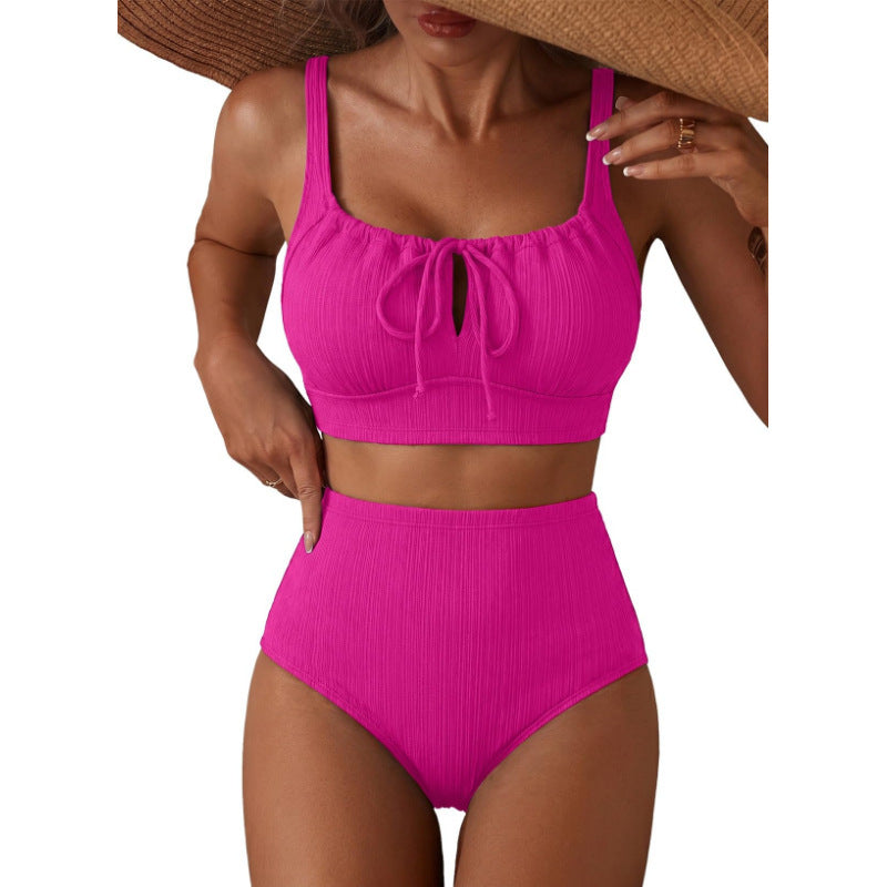 Damen Hochgeschnittener Bikini mit gerafftem Oberteil Echo Archiv