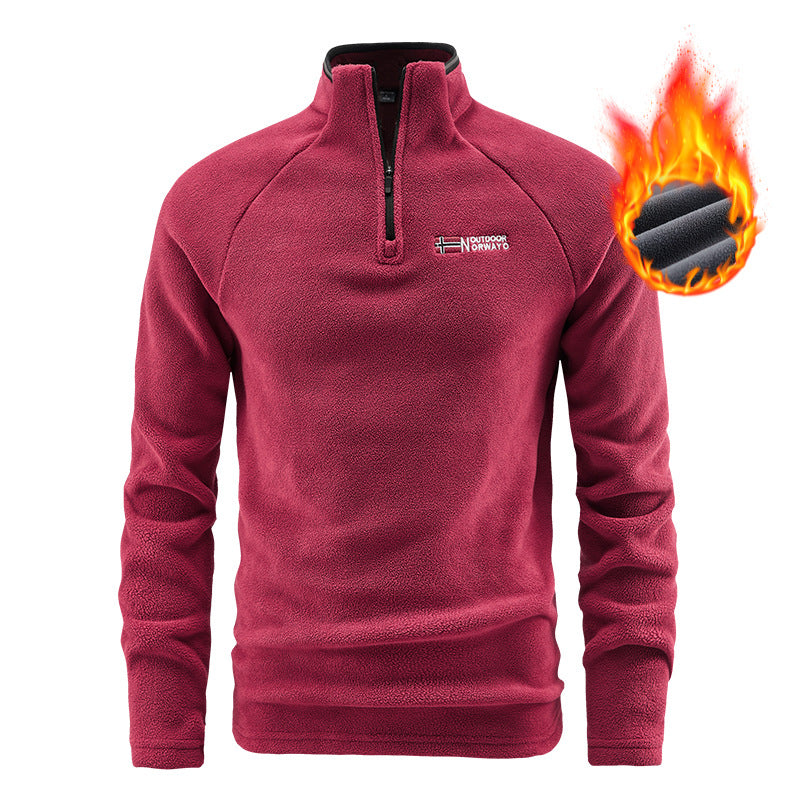 Herren Isolier-Fleece-Halbzip mit hohem Stehkragen, Raglanärmeln & Micro-Teddystruktur Echoarchiv