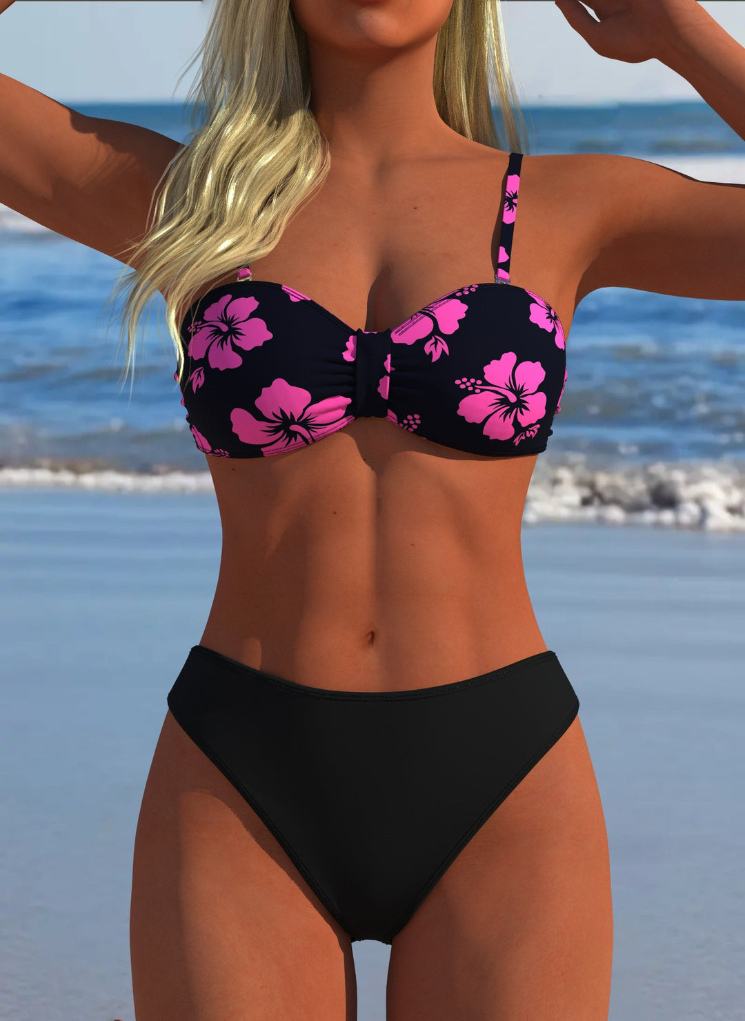 Damen Bikini-Set mit floralem Balconette-Oberteil und hoch geschnittenem Höschen Echo Archiv