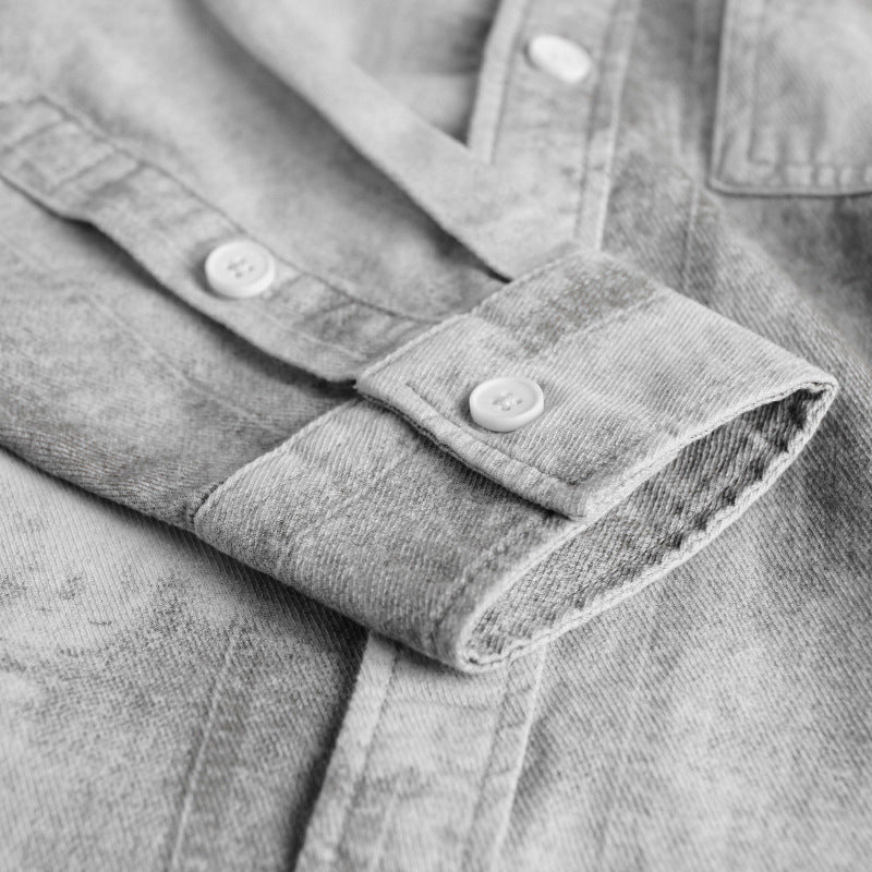 Herren Stonewashed-Denim-Überhemd im Vintage-Waschlook mit Brusttasche und Relaxed-Fit Echoarchiv