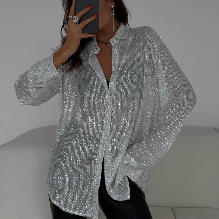 Damen Glitzernde Übergröße Bluse Echoarchiv