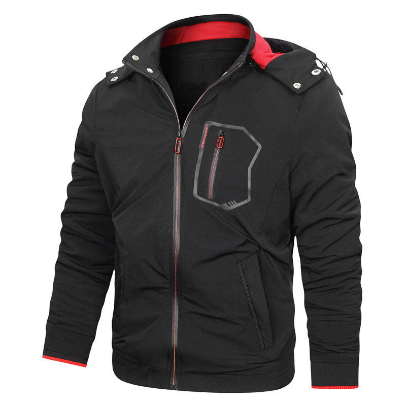 Herren Sportliche Softshell-Hoodiejacke mit wasserabweisender Membran Brusttasche und Stehkragen Echo Archiv