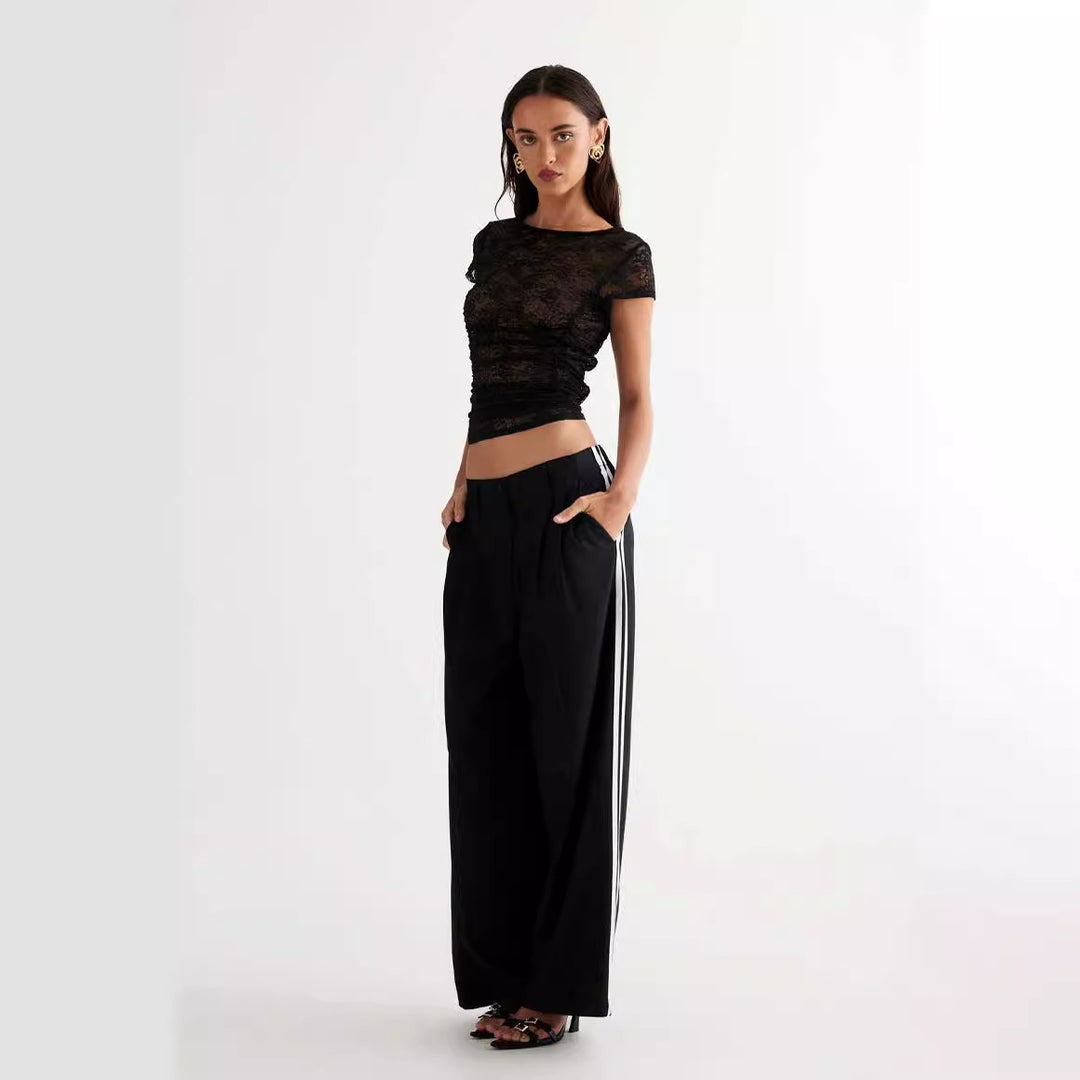 Damen Spitzentop mit enganliegendem Design und kurzen Ärmeln Echo Archiv