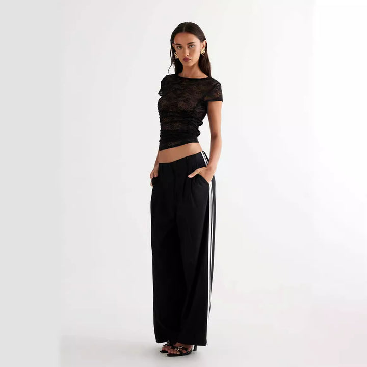 Damen Spitzentop mit enganliegendem Design und kurzen Ärmeln Echo Archiv