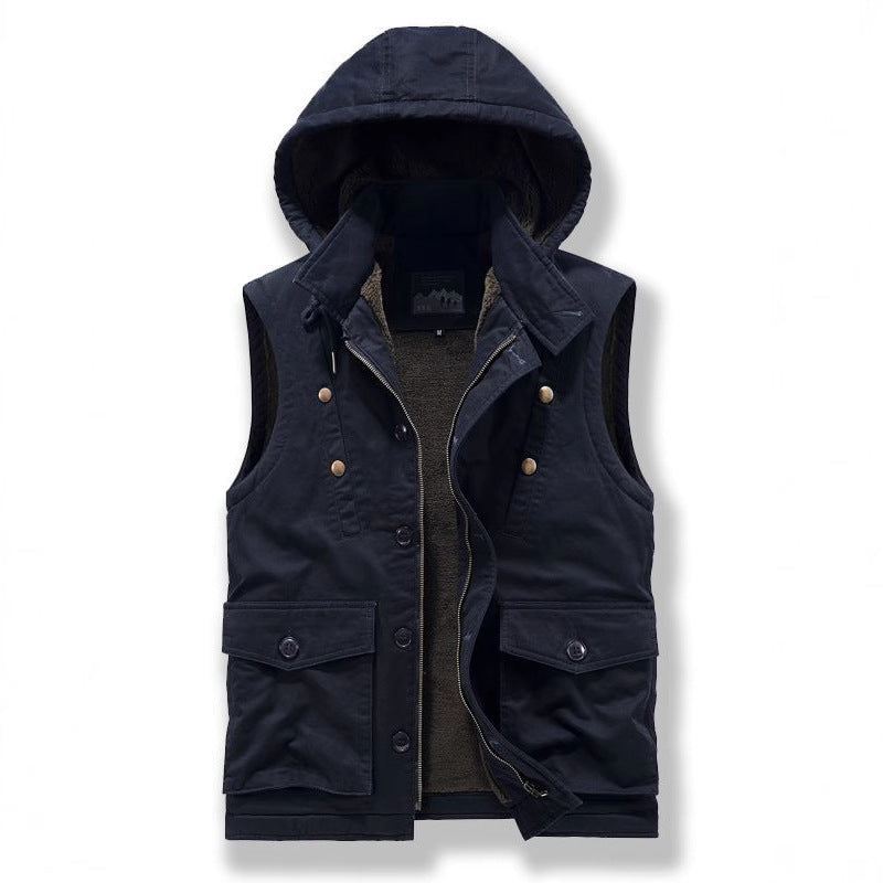 Herren wattierte Utility-Weste mit Teddyfutter und Kapuze Echo Archiv