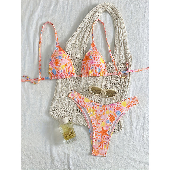 Damen Buntes Triangel-Bikini-Set mit floralem Muster Echo Archiv