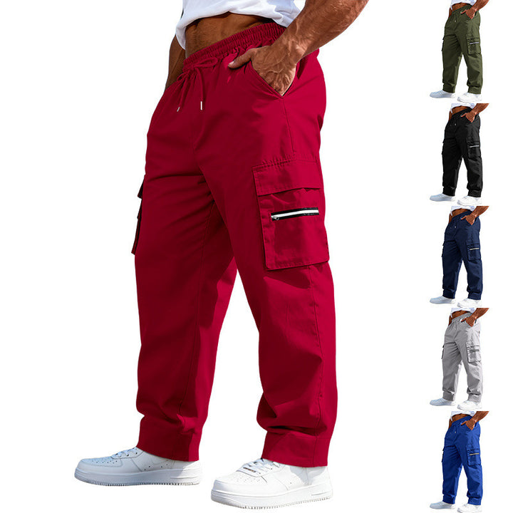 Herren Cargo-Freizeithose mit elastischem Bund, Tunnelzug & Zip-Taschen – Bravaro