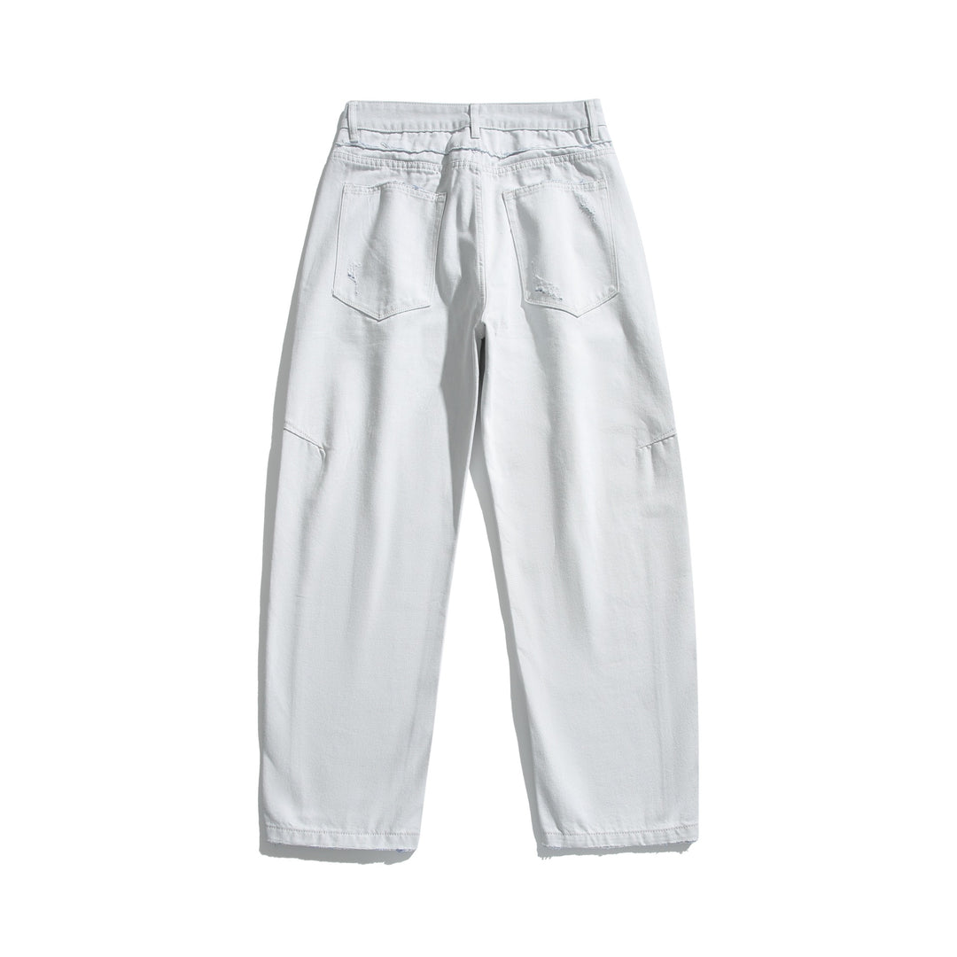 Damen Hochtaillierte Relaxed-Fit-Jeans mit sichtbarer Knopfleiste und Cargo-Seitennähten Echoarchiv