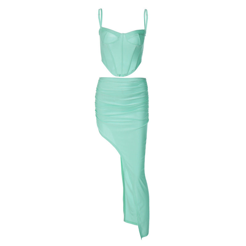 Damen Elegantes Bustier-Oberteil mit asymmetrischem Rock Echo Archiv