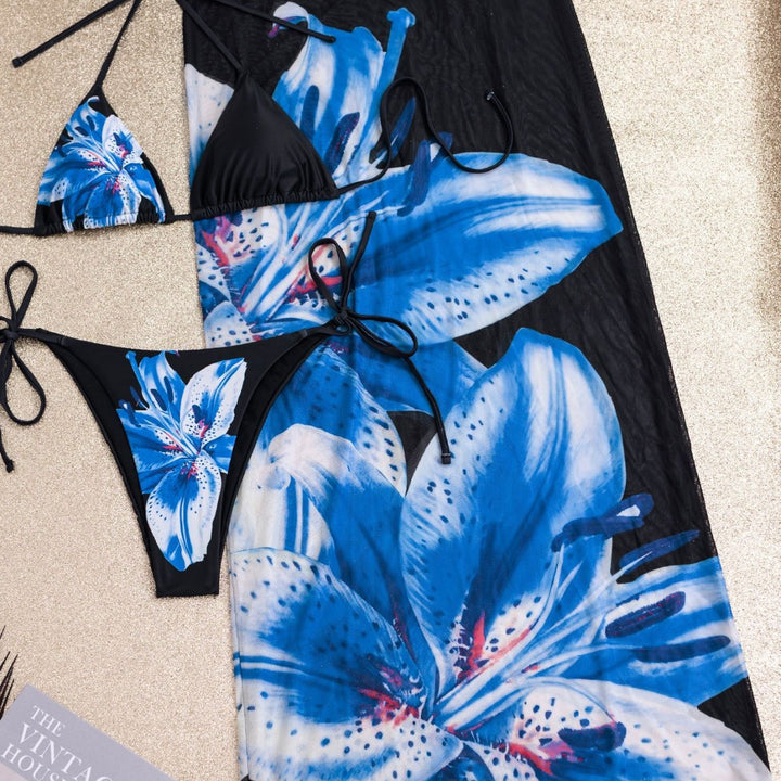 Damen eleganter Bikinis mit floralem Überwurf Echo Archiv