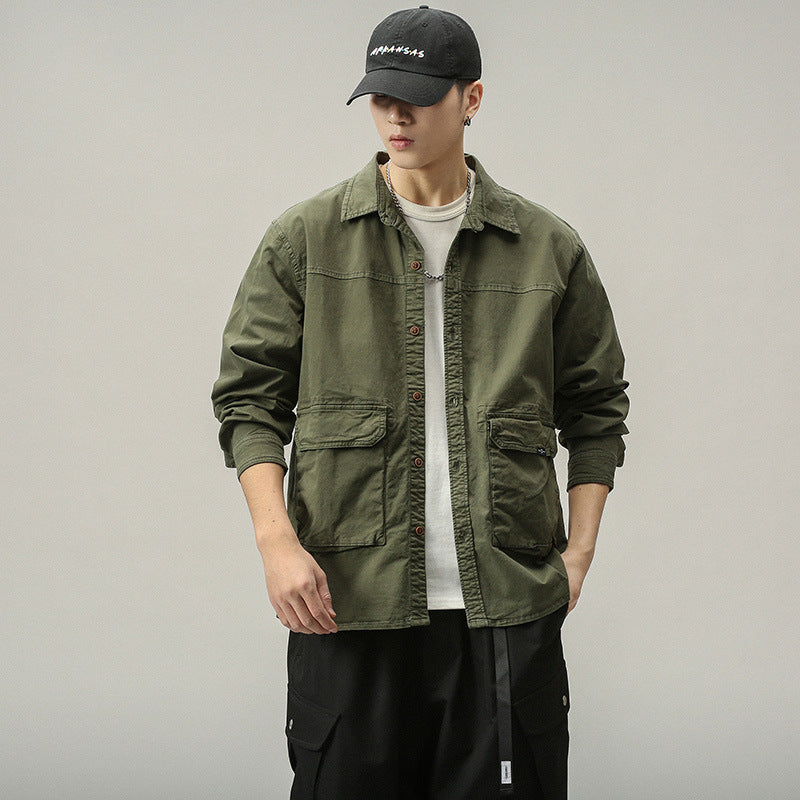 Herren Overshirt‑Fieldjacke im Utility‑Canvas mit großen Klapptaschen und Hemdkragen Echo Archiv