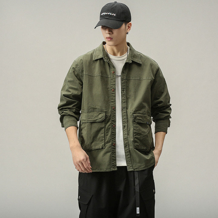 Herren Overshirt‑Fieldjacke im Utility‑Canvas mit großen Klapptaschen und Hemdkragen Echo Archiv