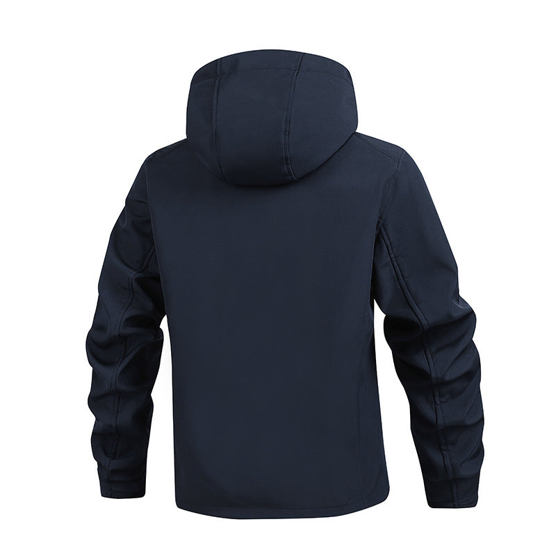 Herren Multifunktionale Softshell-Jacke mit verstellbarer Kapuze und mehreren Taschen Echoarchiv