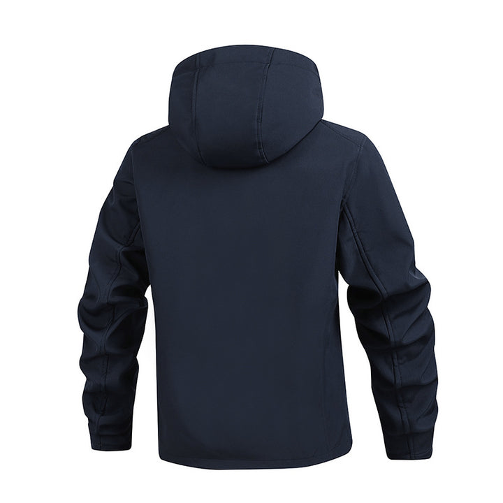 Herren Multifunktionale Softshell-Jacke mit verstellbarer Kapuze und mehreren Taschen Echoarchiv