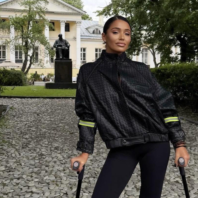 Damen Boxy-Outdoor-Bomberjacke mit hohem Kragen und reflektierenden Bündchen Echoarchiv