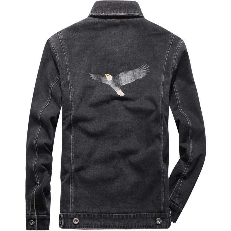 Herren Jeansjacke mit Used-Effekt, aufgesetzten Taschen und eingesticktem Rissdetail – Denvaro