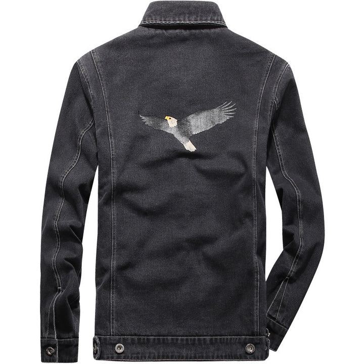 Herren Jeansjacke mit Used-Effekt, aufgesetzten Taschen und eingesticktem Rissdetail – Denvaro