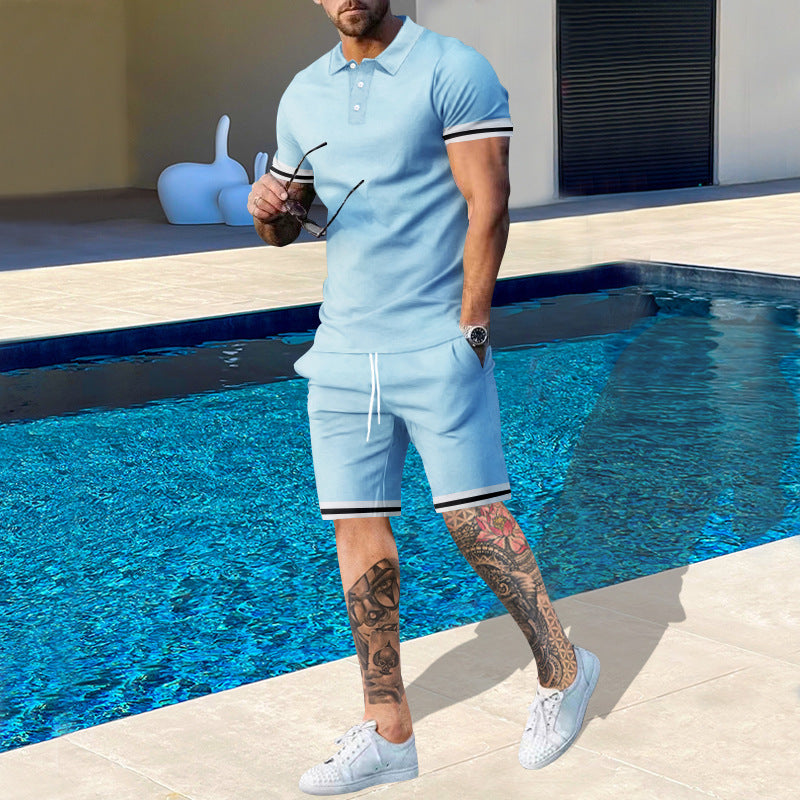 Herren Poloshirt und Shorts Set mit sportlichem Design und atmungsaktiver Passform Echoarchiv