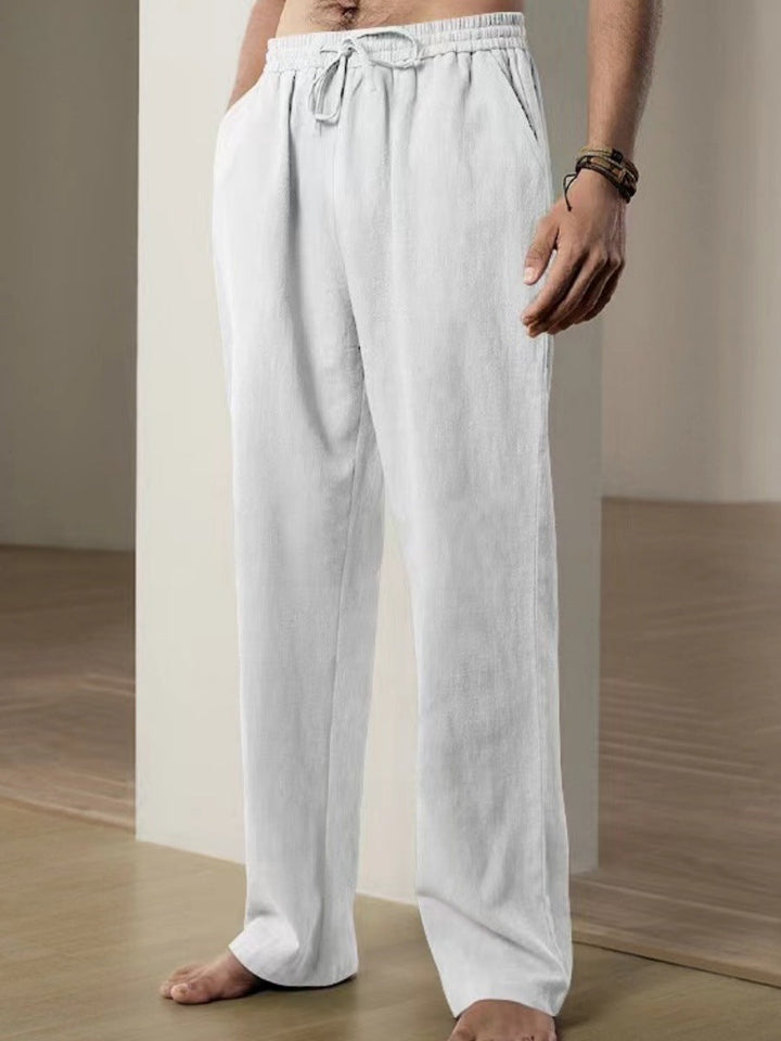 Herren Bequeme Leinenhose mit verstellbarem Bund Echoarchiv
