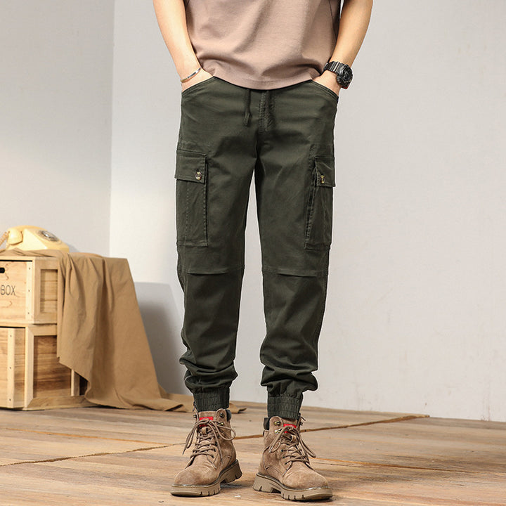 Herren Multifunktionale Canvas-Cargohose im Joggerstil mit elastischem Knöchelabschluss, Klappentaschen und Knieverstärkung Echo Archiv
