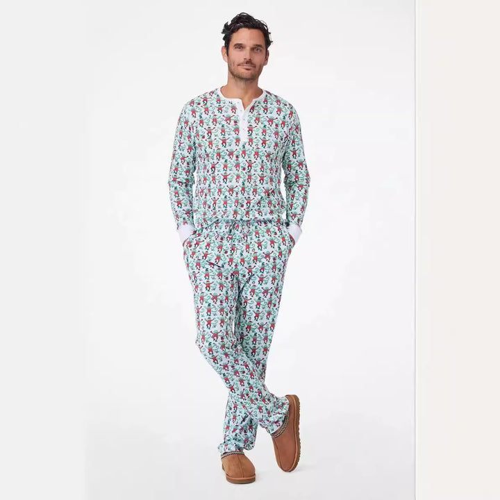 Herren Schlafanzug-Set mit frohem Muster und praktischen Taschen Echoarchiv