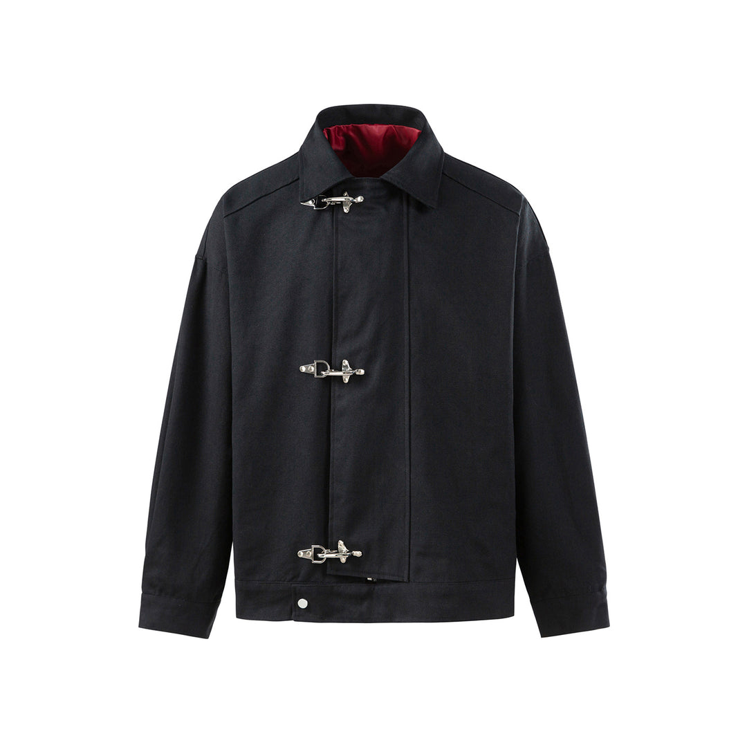 Herren Oversize Canvas-Jacke mit markanten Metallhakenverschlüssen Echoarchiv