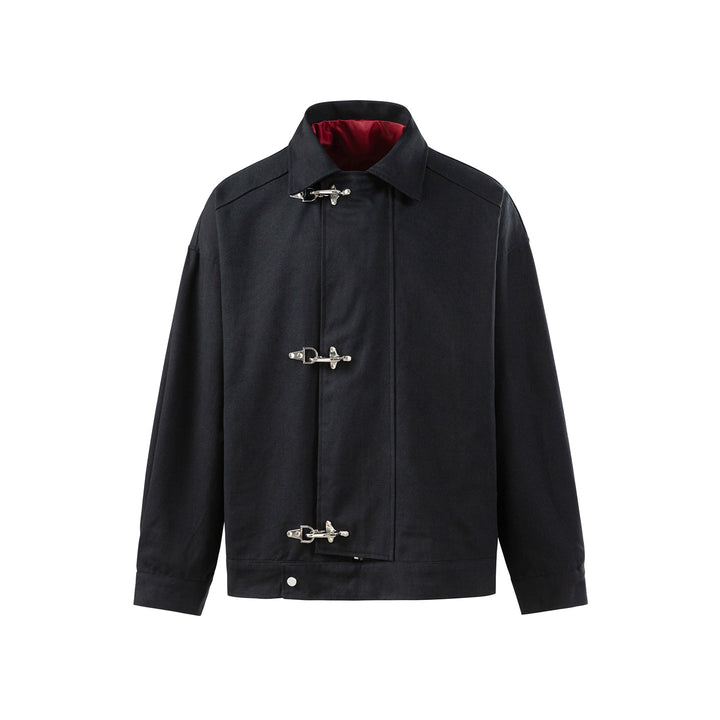 Herren Oversize Canvas-Jacke mit markanten Metallhakenverschlüssen Echoarchiv