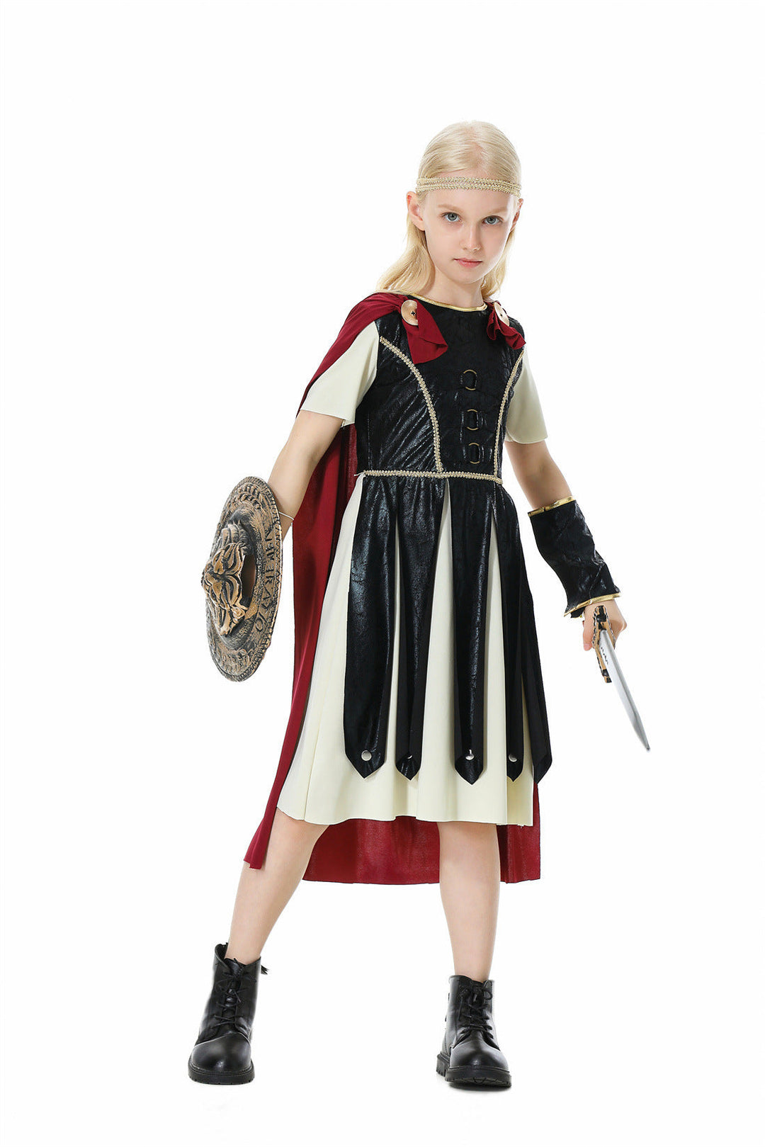 Mädchen Gladiatorinnenkostüm mit Umhang und Accessoires Echo Archiv