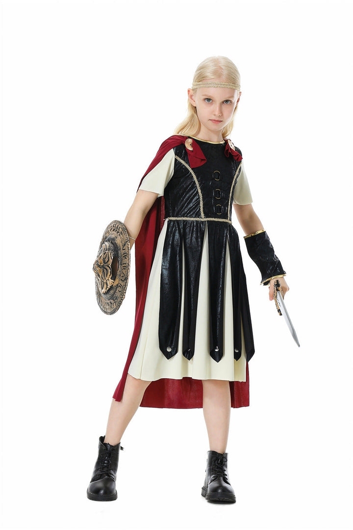Mädchen Gladiatorinnenkostüm mit Umhang und Accessoires Echo Archiv