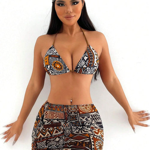 Damen Bikini-Set mit verstellbarem Oberteil und hoch taillierter Short Echo Archiv