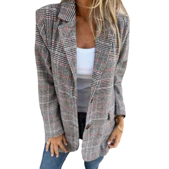 Damen nan oversized Karoblazer mit Reverskragen und aufgesetzten Taschen Echo Archiv