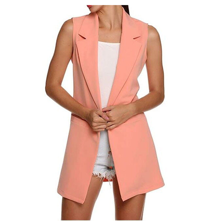 Damen Longweste im Tailoring-Look mit Schalkragen und Eingrifftaschen Echoarchiv