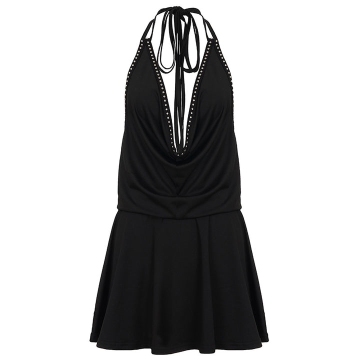 Damen Schwimmlatzkleid mit tiefem V-Ausschnitt und verspieltem Saum Echo Archiv
