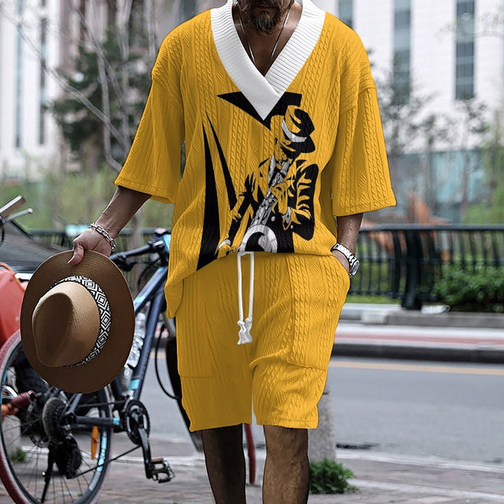 Herren lässiges Kurzarm-T-Shirt und Shorts im urbanen Design Echoarchiv