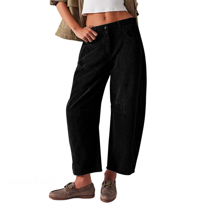 Damen Weite Cordhose mit hoher Taille, Cropped-Bein und Eingriffstaschen Echo Archiv