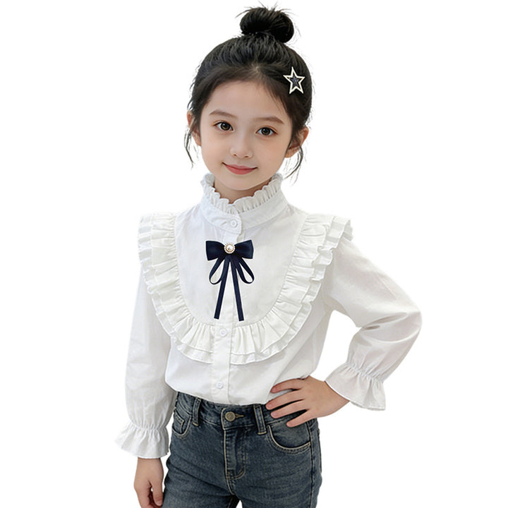 Mädchen elegante Rüschenbluse mit dekorativem Schleifenverschluss Echo Archiv