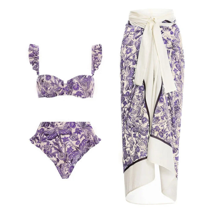 Damen Bikiniset mit schickem Wickelrock und verspieltem Rüschendesign Echo Archiv